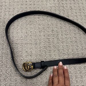 Gucci Black Belt with Gold GG Buckle
Size 85. 34 inches long